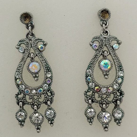 Jewelry - Earrings Silver w/ Gem Dangle E_OT0006.